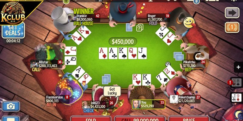 Poker KCLUB - Luật Chuẩn, 4 Vòng Đấu Kịch Tính & Chiến Thuật 3 Tận dụng bài tẩy mạnh
